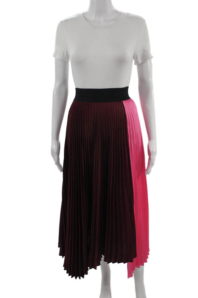 ALC Womens Long Pleated Skirt Pink Polyester Size 4