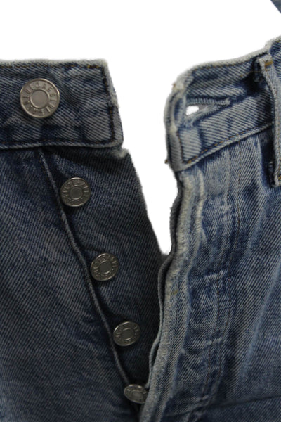 Agolde Unisex Cropped Straight High Rise Blue Jeans Button Size 24