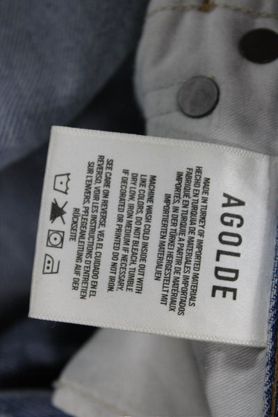 Agolde Unisex Cropped Straight High Rise Blue Jeans Button Size 24