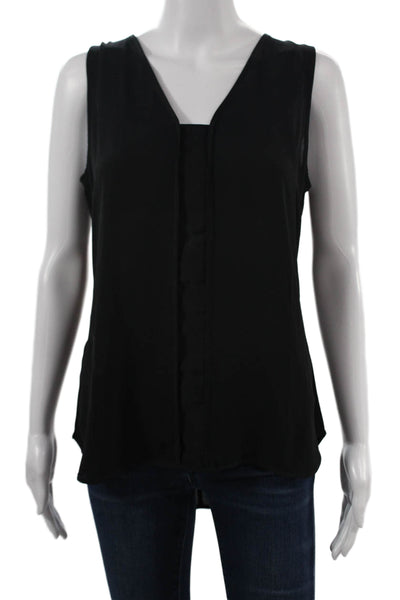 Banana Republic Women Black V Neck Sleeveless Tank Polyester Solid Size S
