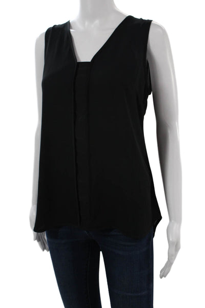 Banana Republic Women Black V Neck Sleeveless Tank Polyester Solid Size S