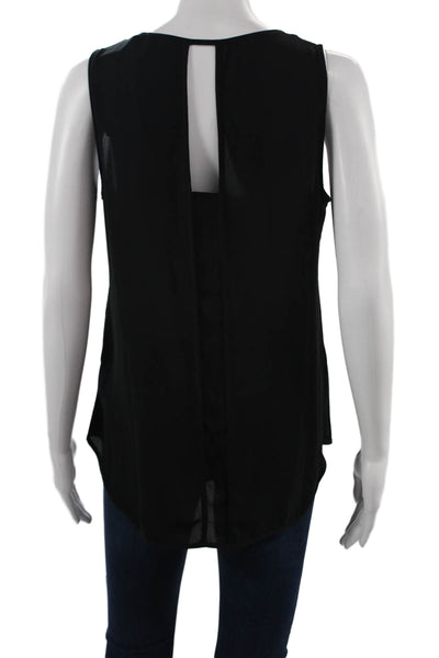 Banana Republic Women Black V Neck Sleeveless Tank Polyester Solid Size S