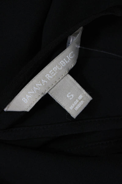 Banana Republic Women Black V Neck Sleeveless Tank Polyester Solid Size S
