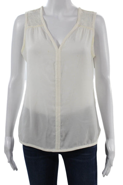 Banana Republic Womens V-Neck Sleeveless White Blouse Polyester Size S