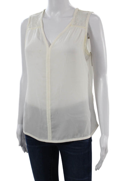 Banana Republic Womens V-Neck Sleeveless White Blouse Polyester Size S