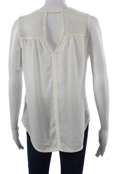 Banana Republic Womens V-Neck Sleeveless White Blouse Polyester Size S