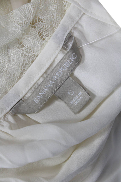 Banana Republic Womens V-Neck Sleeveless White Blouse Polyester Size S