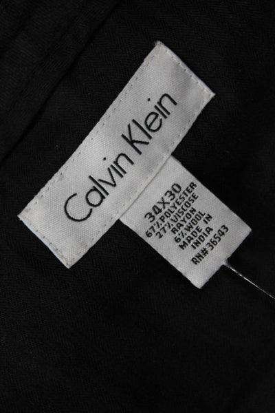 Calvin Klein Mens Black Dress Pants Polyester Viscose Rayon Size 34