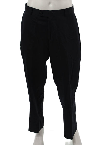 Black Brown 1826 Mens Dress Pants Black Wool Blend Button Size 35