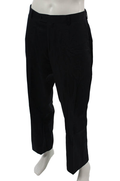Black Brown 1826 Mens Dress Pants Black Wool Blend Button Size 35