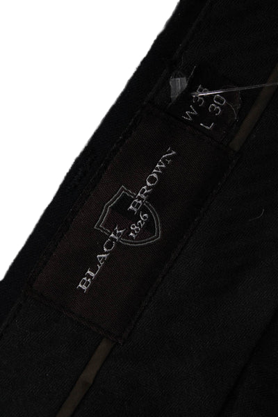 Black Brown 1826 Mens Dress Pants Black Wool Blend Button Size 35