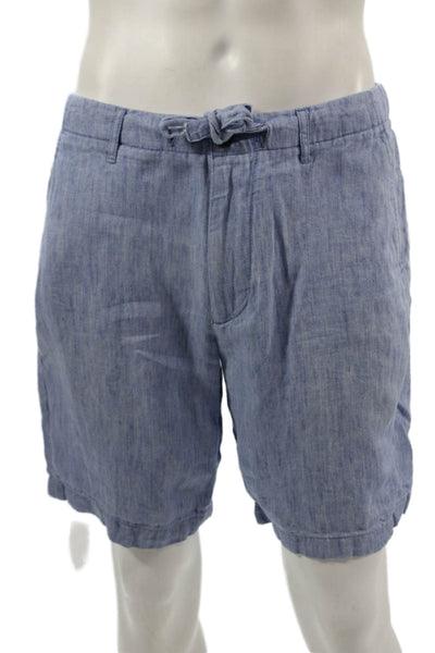 Club Monaco Mens Chino Shorts Light Blue Linen Size 31