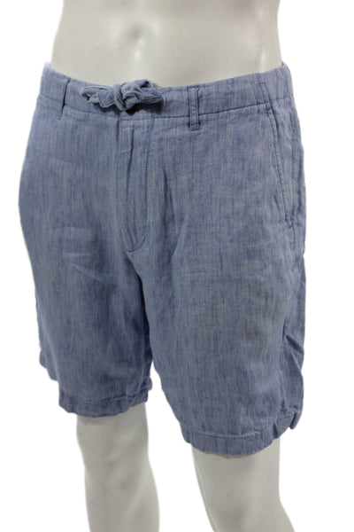 Club Monaco Mens Chino Shorts Light Blue Linen Size 31