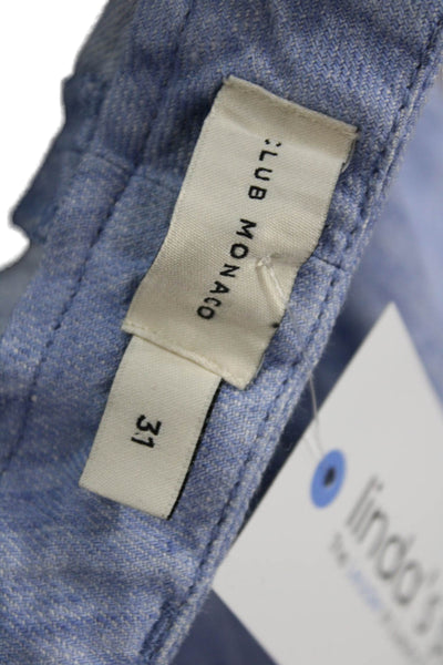 Club Monaco Mens Chino Shorts Light Blue Linen Size 31