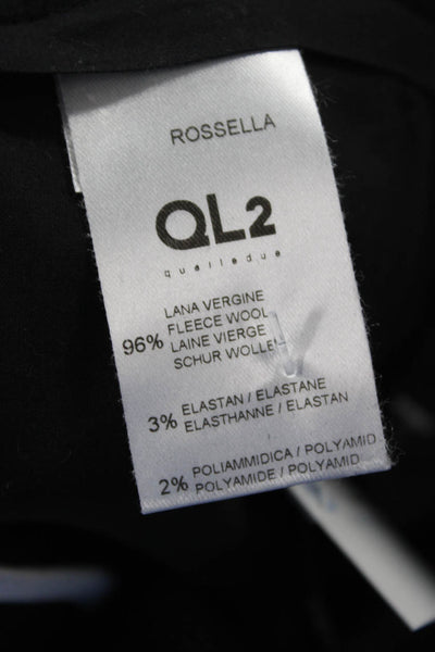 QL2 Women Ankle Dress Pants Black Wool Blend Size 42