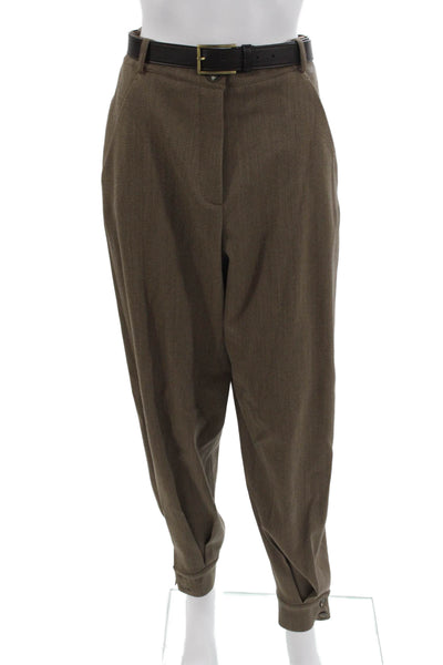 QL2 Unisex Dress Pants Brown Buckle Polyester Classic Size 42