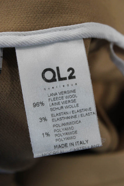 QL2 Women Dress Pants Beige Wool Fleece Button 30 Inseam Size 42