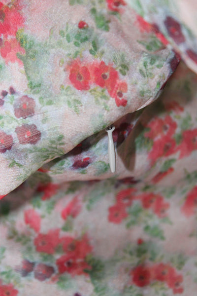 Paola Zuin Women Shirt Dress Beige Silk Floral Long Sleeve Knee Length Size 40