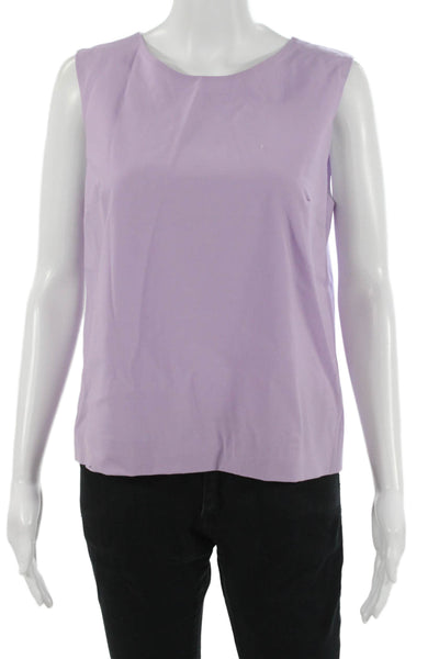 QL2 Womens Purple Sleeveless Basic Blouse Round Neck Zip Size 42