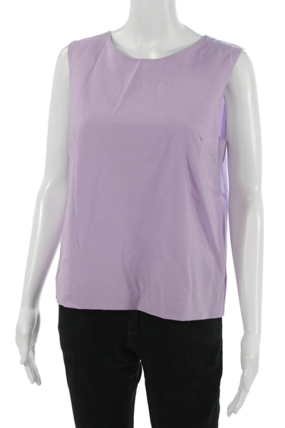 QL2 Womens Purple Sleeveless Basic Blouse Round Neck Zip Size 42