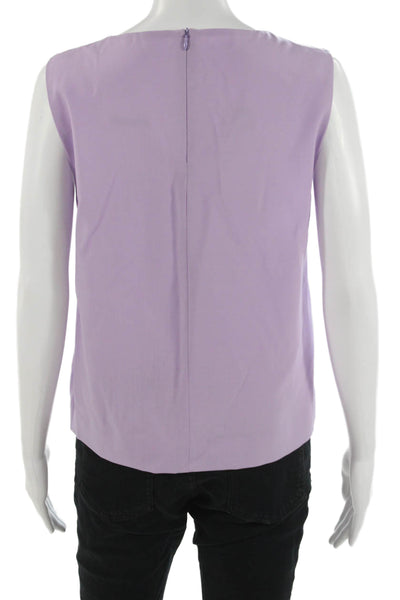 QL2 Womens Purple Sleeveless Basic Blouse Round Neck Zip Size 42