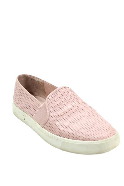 Vince Womens Leather Perforated Low Top Sneakers Pink Size 8M