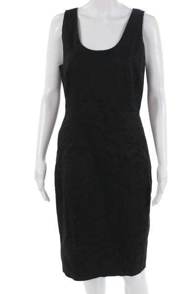 J Crew Women Black Sheath Pencil Dress Sleeveless Hook Eye Size 8