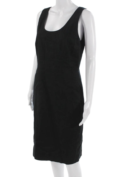 J Crew Women Black Sheath Pencil Dress Sleeveless Hook Eye Size 8