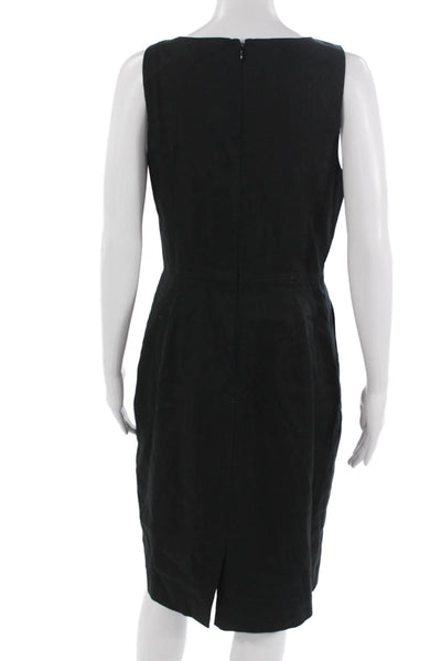J Crew Women Black Sheath Pencil Dress Sleeveless Hook Eye Size 8