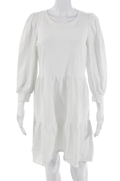 Nation LTD Womens Sweater Dress White Cotton Long Sleeve Round Neck Size L