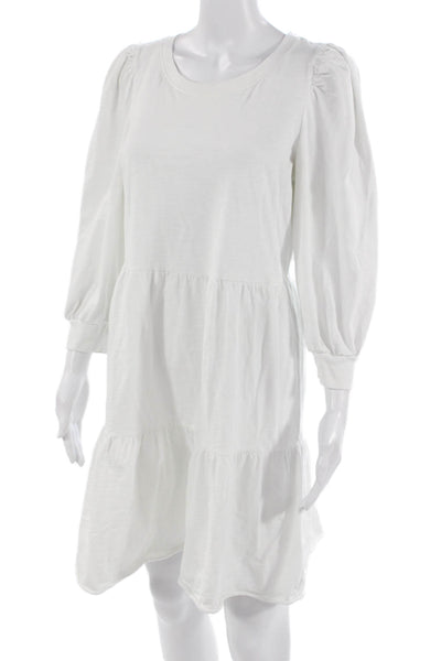 Nation LTD Womens Sweater Dress White Cotton Long Sleeve Round Neck Size L
