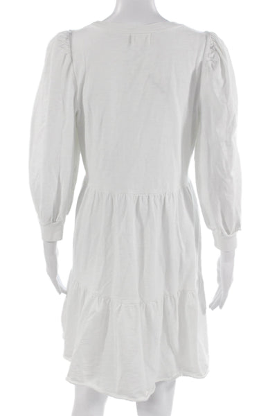 Nation LTD Womens Sweater Dress White Cotton Long Sleeve Round Neck Size L