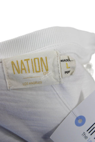 Nation LTD Womens Sweater Dress White Cotton Long Sleeve Round Neck Size L