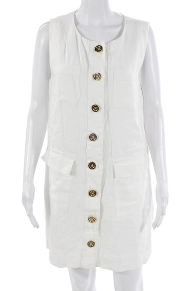 J Crew Women White Sleeveless Shift Dress Size M