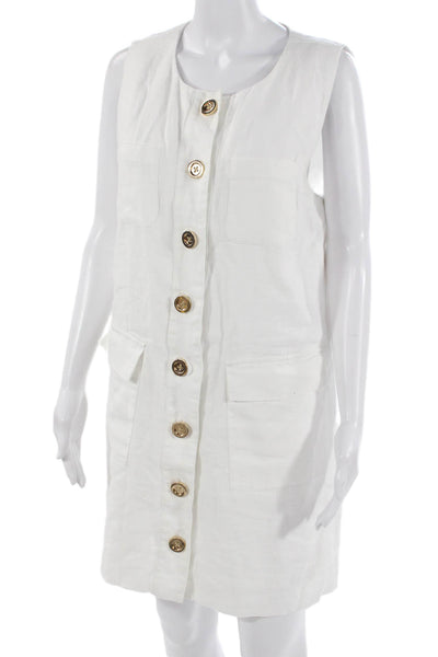 J Crew Women White Sleeveless Shift Dress Size M