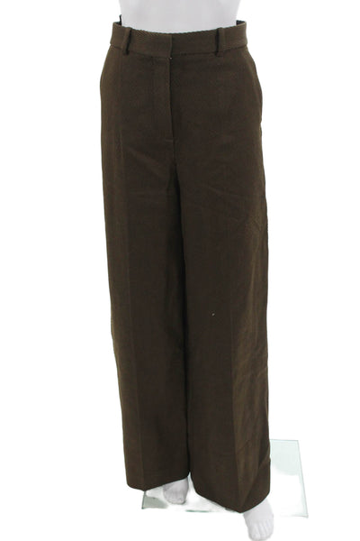 Joseph Unisex Brown Herringbone Virgin Wool Dress Pants Button Size 40