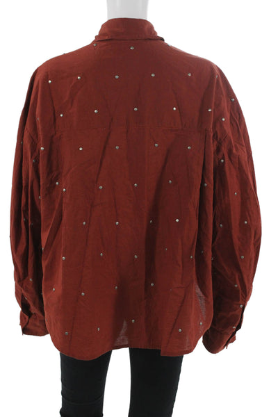 Roseanna Women Brown Polka Dot Cotton Button Up Blouse Long Sleeve Size 38