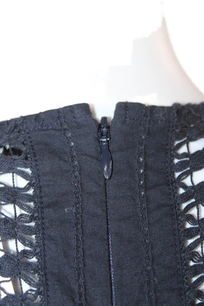 Sea New York Women A-Line Shift Dress Dark Blue Cotton Knee Length Size 2