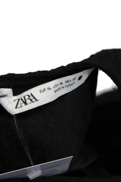 Zara Womens Sheath Mini Dress Black Sleeveless Crew Neck Above Knee Size XL