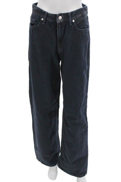Zara Unisex Wide-Leg Dark Blue Jeans Cotton Blend Size 4