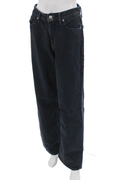 Zara Unisex Wide-Leg Dark Blue Jeans Cotton Blend Size 4