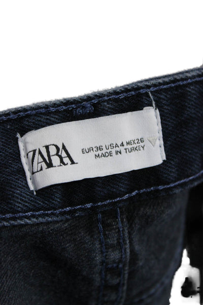 Zara Unisex Wide-Leg Dark Blue Jeans Cotton Blend Size 4