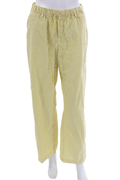Zara Women Yellow Striped Drawstring Sweatpants Size S