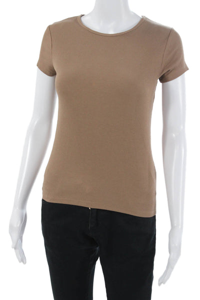 Cotton On Women Basic Brown Crew Neck Short Sleeve T-Shirt Size S