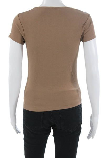 Cotton On Women Basic Brown Crew Neck Short Sleeve T-Shirt Size S