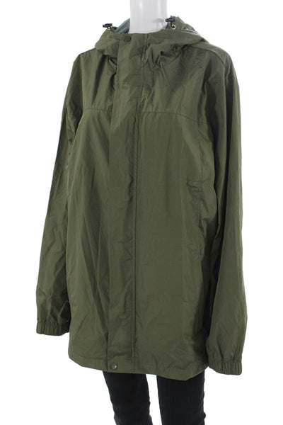 Coofandy Mens Windbreaker Raincoat Green High Neck Button Size XL