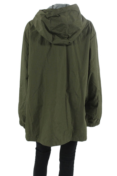 Coofandy Mens Windbreaker Raincoat Green High Neck Button Size XL