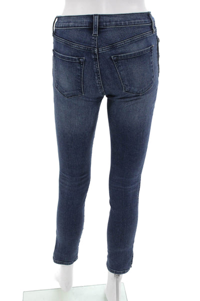 J Brand Women Ankle Skinny Jeans Dark Blue Mid Rise Petite 27in Size 25