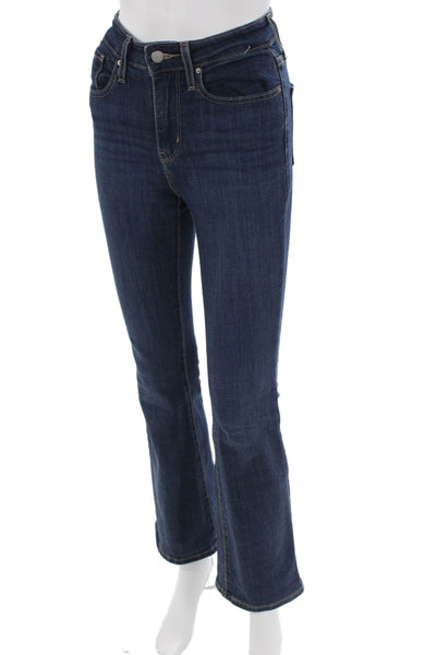 Levi's Womens Bootcut Jeans Dark Blue Mid Rise Button 28 Inseam Size 25