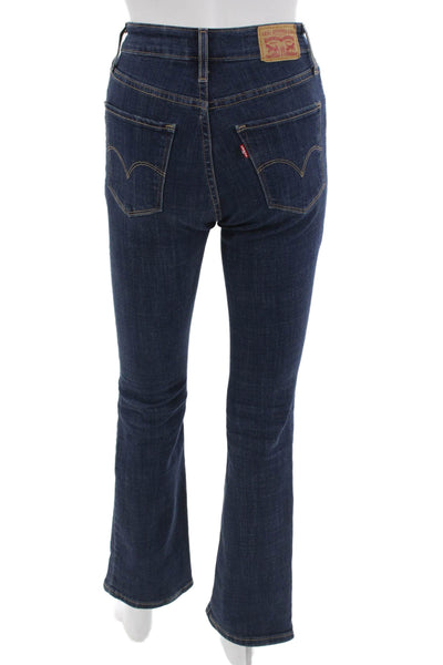 Levi's Womens Bootcut Jeans Dark Blue Mid Rise Button 28 Inseam Size 25